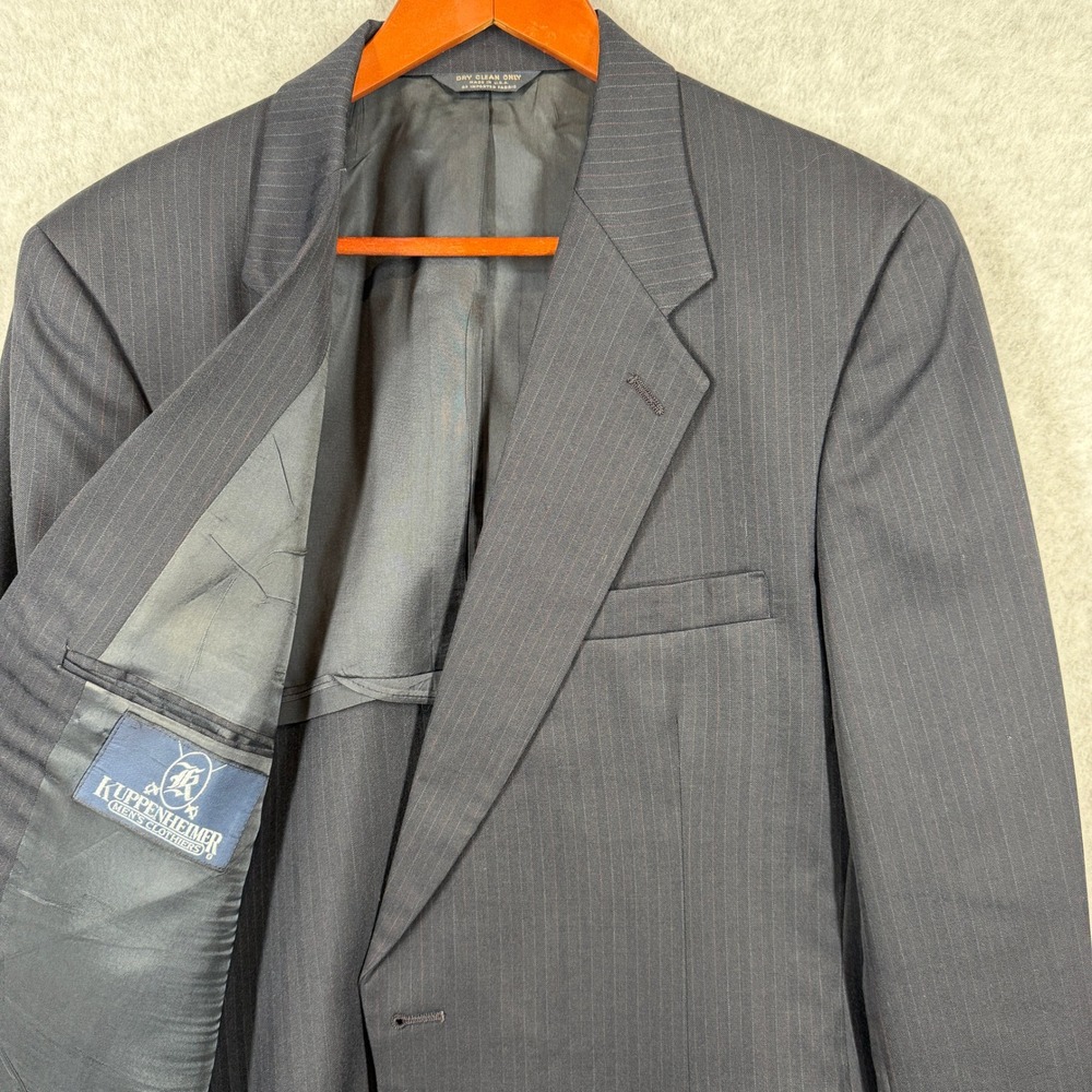 Kuppenheimer 46R Navy Pinstripe Wool Blazer Sport Coat Suit Jacket USA Made